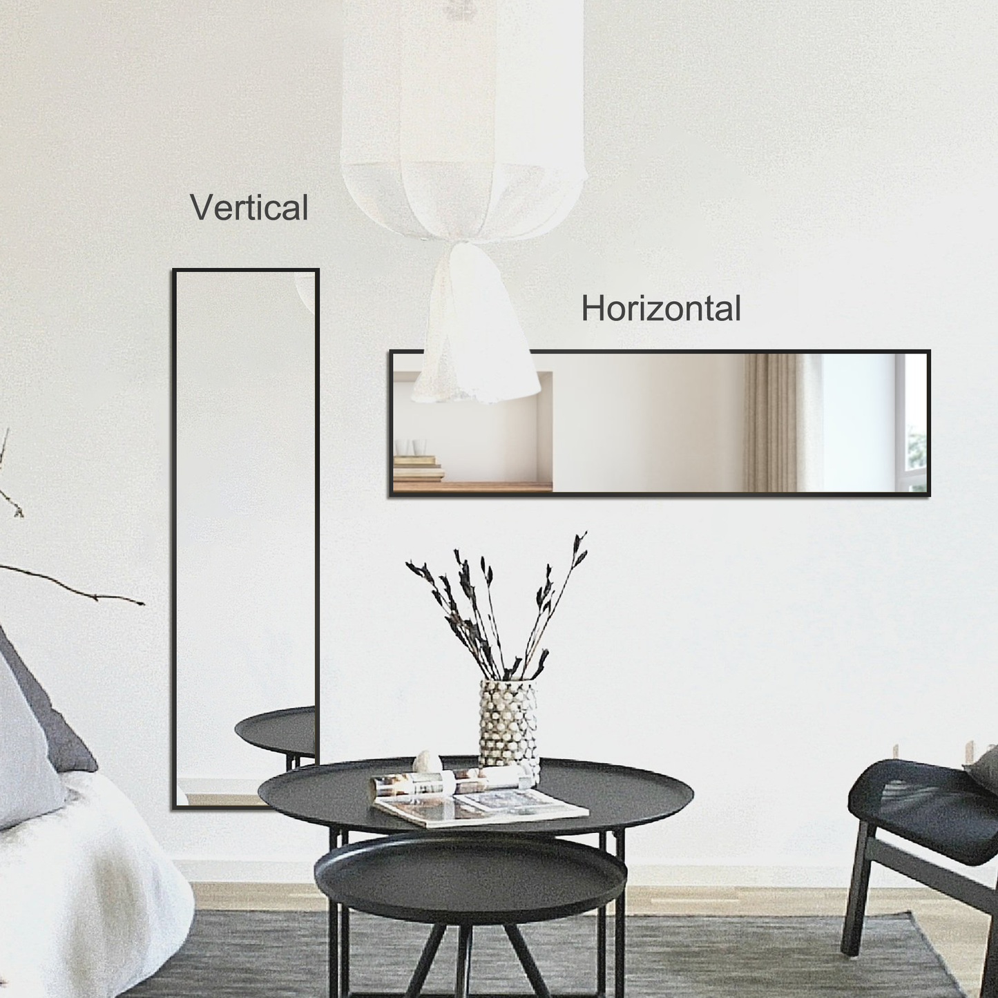 Standing Mirror Full Length Mirror,Large Floor Mirror with Aluminium Frame for Door Bedroom Bathroom Living Room (56x15-Black)
