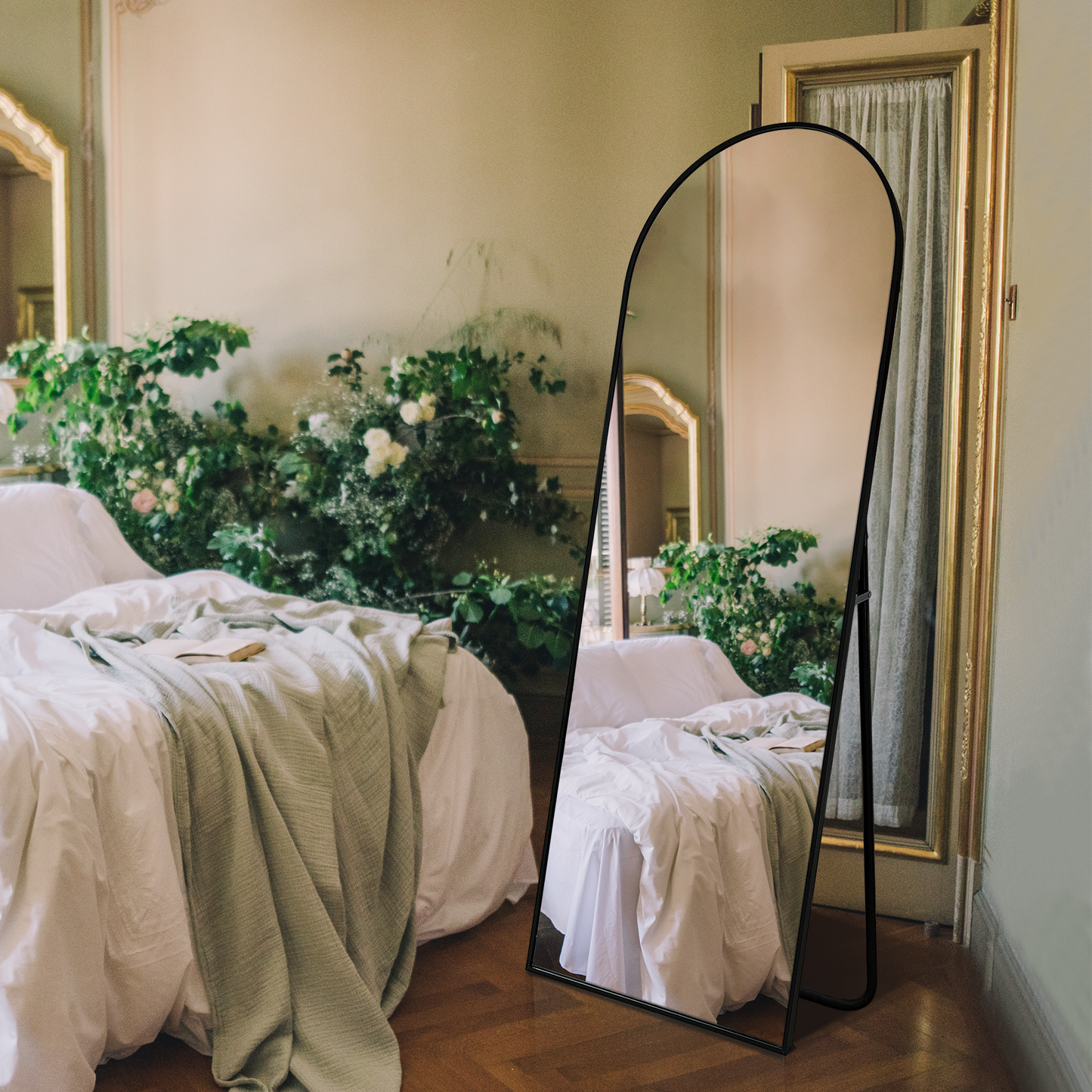 Wall Mirror Full Length with Standing, Black Arched Mirror,60'x20'', Large Floor Mirror with Aluminum Alloy Frame for Door Bedroom Bathroom Living Room (60x20-Black)
