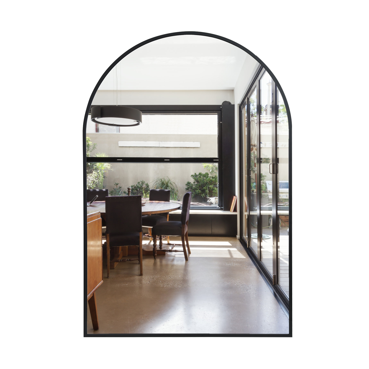 Arched Bathroom Mirror for Wall,Mirror for Vanity,24''x36'' Large Wall Mounted Mirror, Metal Frame (Black)